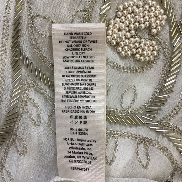 FREE PEOPLE OFF WHITE  CRYSTALS & TINY PEARLS DRESS - Picture 5 of 12